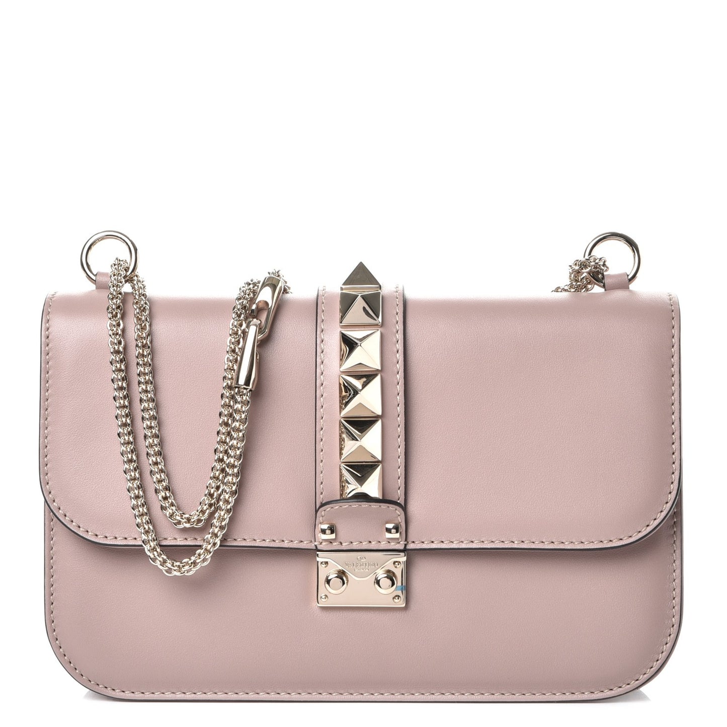 Vitello Medium Glam Lock Rockstud Flap Poudre