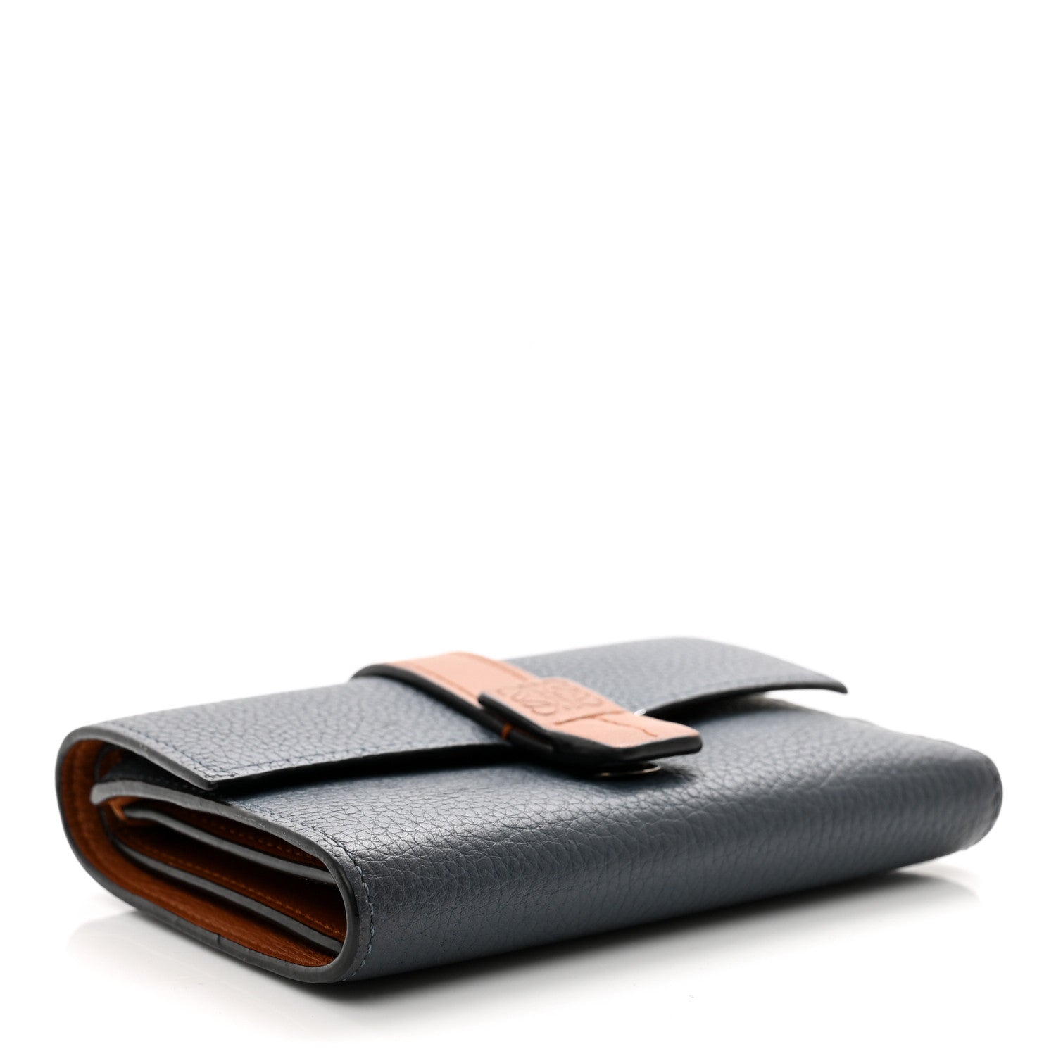Loewe Grained Calfskin Small Vertical Wallet Steel Blue Tan 5 of 7