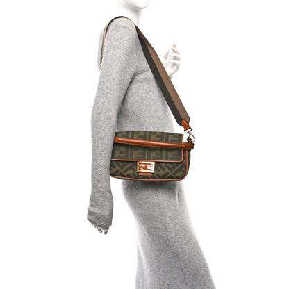 Fendi Canvas Vitello King FF Embroidered Baguette Amazzonia Cuoio 2 of 10