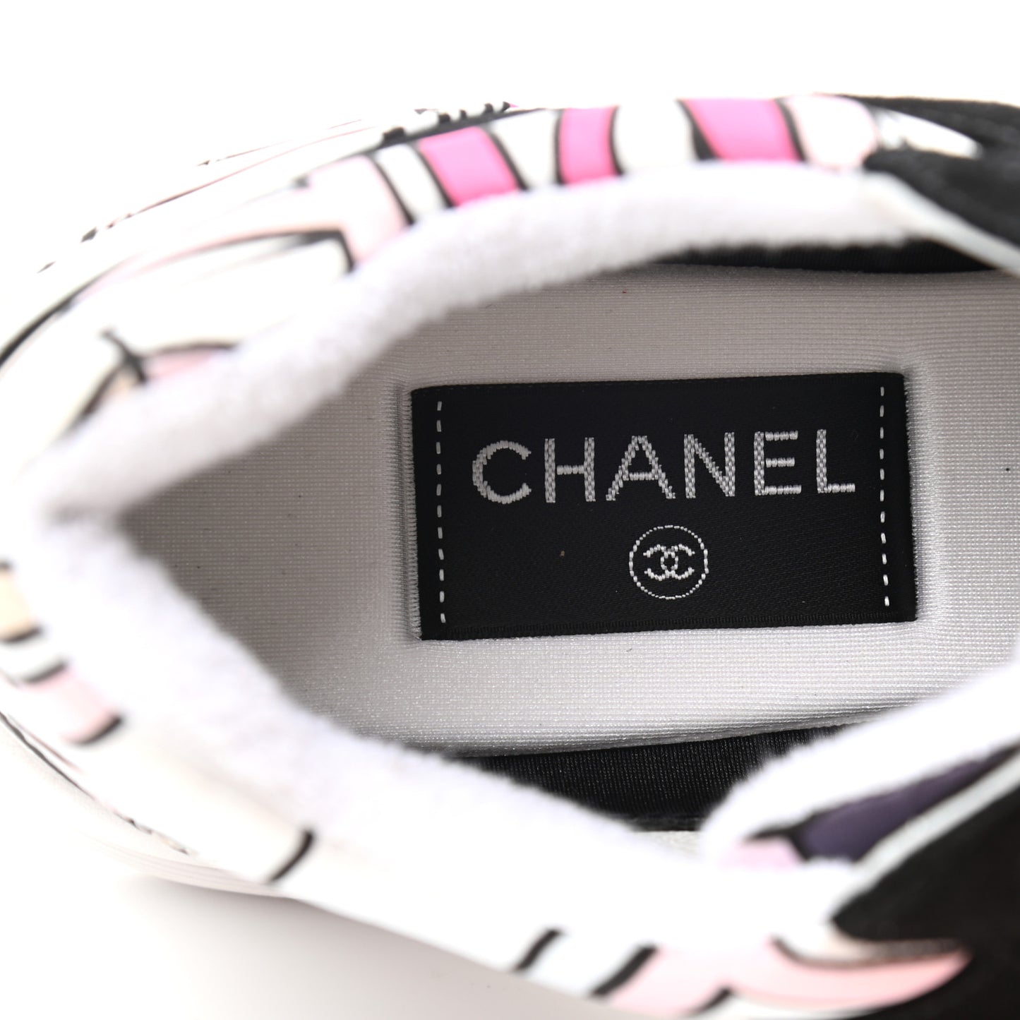Suede Calfskin Nylon Geometric Print CC Sneakers 39 White Multicolor
