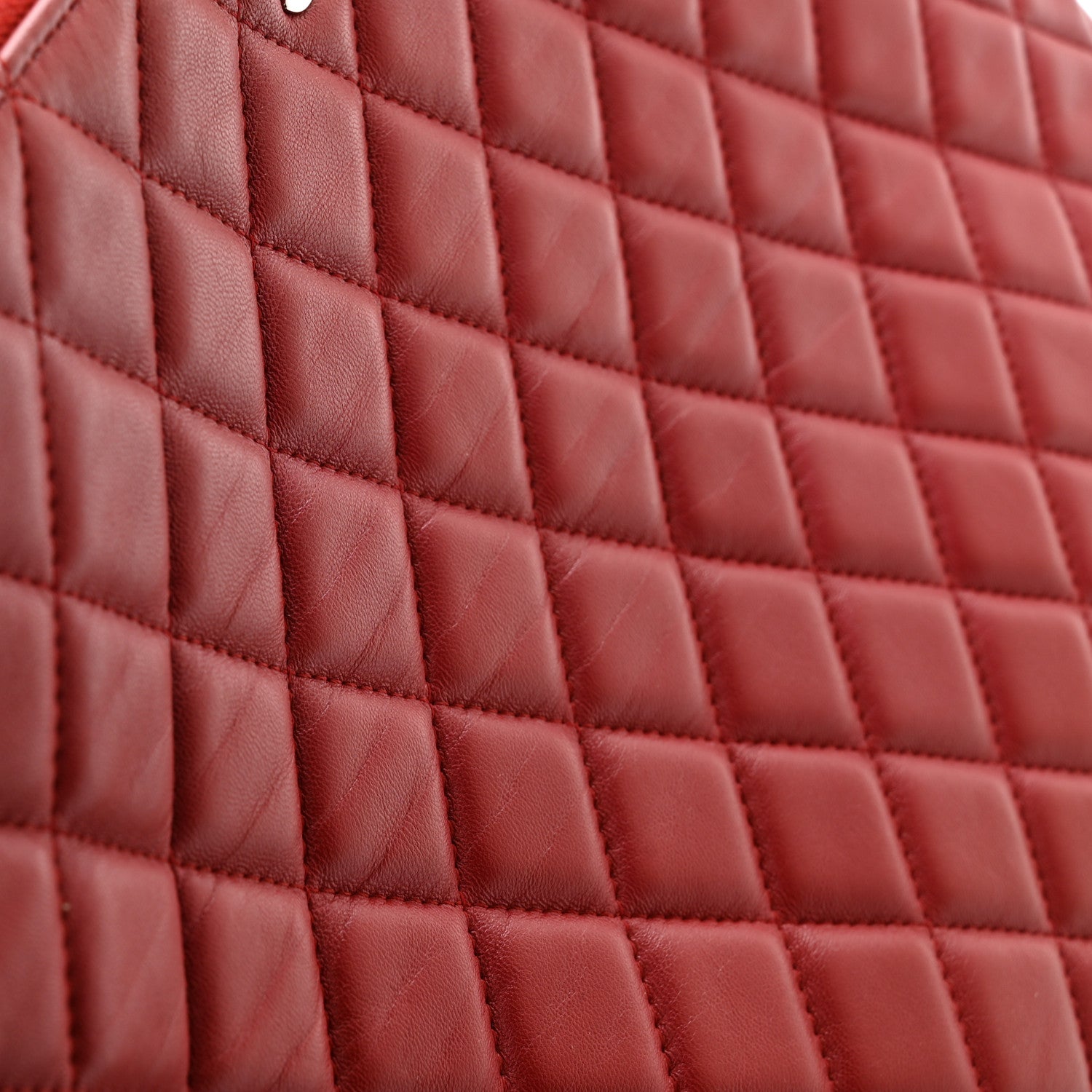 Chanel Lambskin Quilted Large Cosmetic Case Red 8 of 8