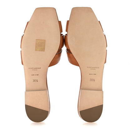 Saint Laurent Calfskin Tribute 05 Slide Sandals 36.5 Amber 6 of 10