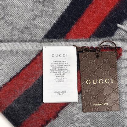 Gucci Wool Angora Monogram Web New Nikky Scarf Zinc Blue 3 of 4