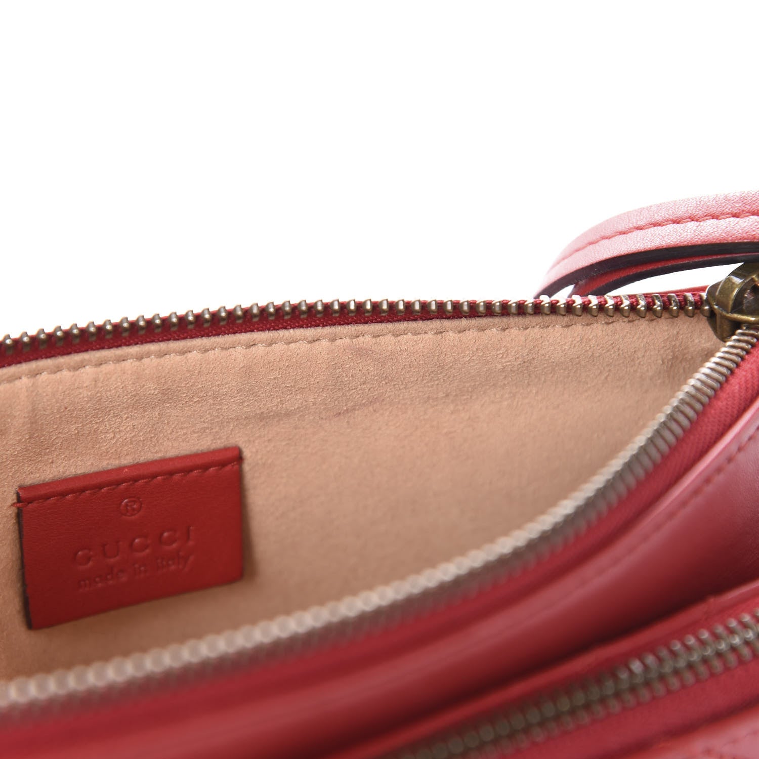 Gucci Calfskin Matelasse Small GG Marmont Double Zip Shoulder Bag Hibiscus Red 11 of 13