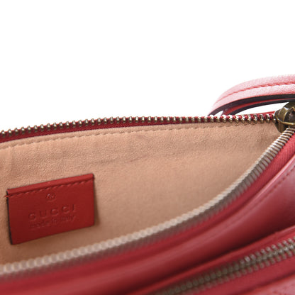 Gucci Calfskin Matelasse Small GG Marmont Double Zip Shoulder Bag Hibiscus Red 11 of 13