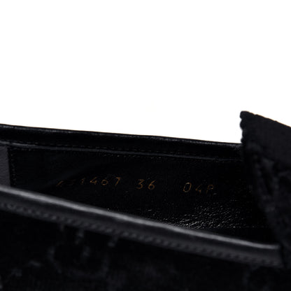 Gucci Velvet GG Monogram Horsebit Womens Jordaan Loafers 36 Black 8 of 10