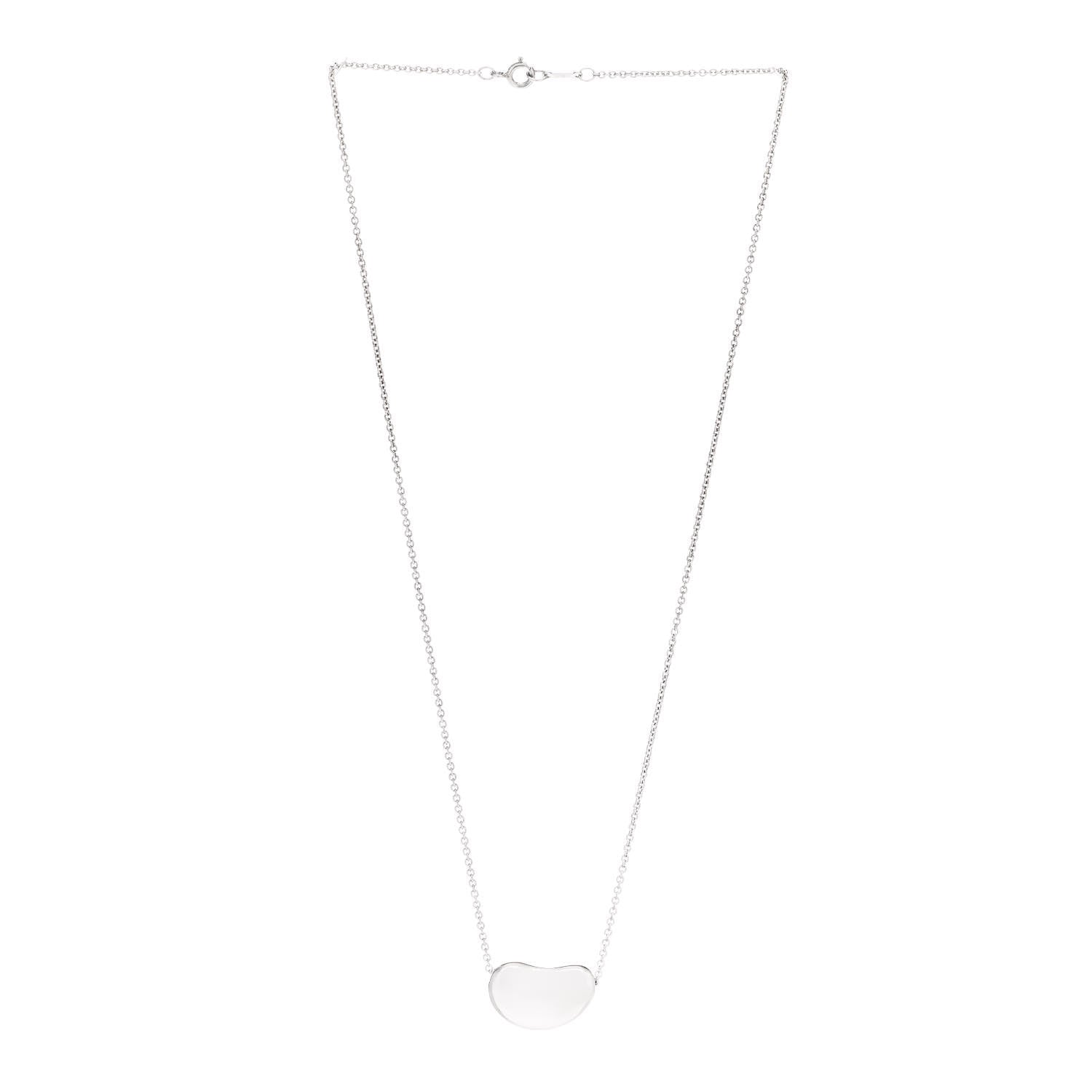 Tiffany Sterling Silver 20mm Elsa Peretti Bean Pendant Necklace 3 of 6