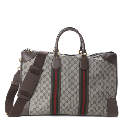 Gucci Soft GG Supreme Monogram Textured Dollar Calfskin Web Large Ophidia Carry-On Duffle Bag Beige Ebony New Acero 1 of 8