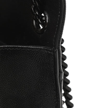 Saint Laurent Grain De Poudre Textured Mixed Matelasse Triquilt Medium Monogram Satchel Black 11 of 14