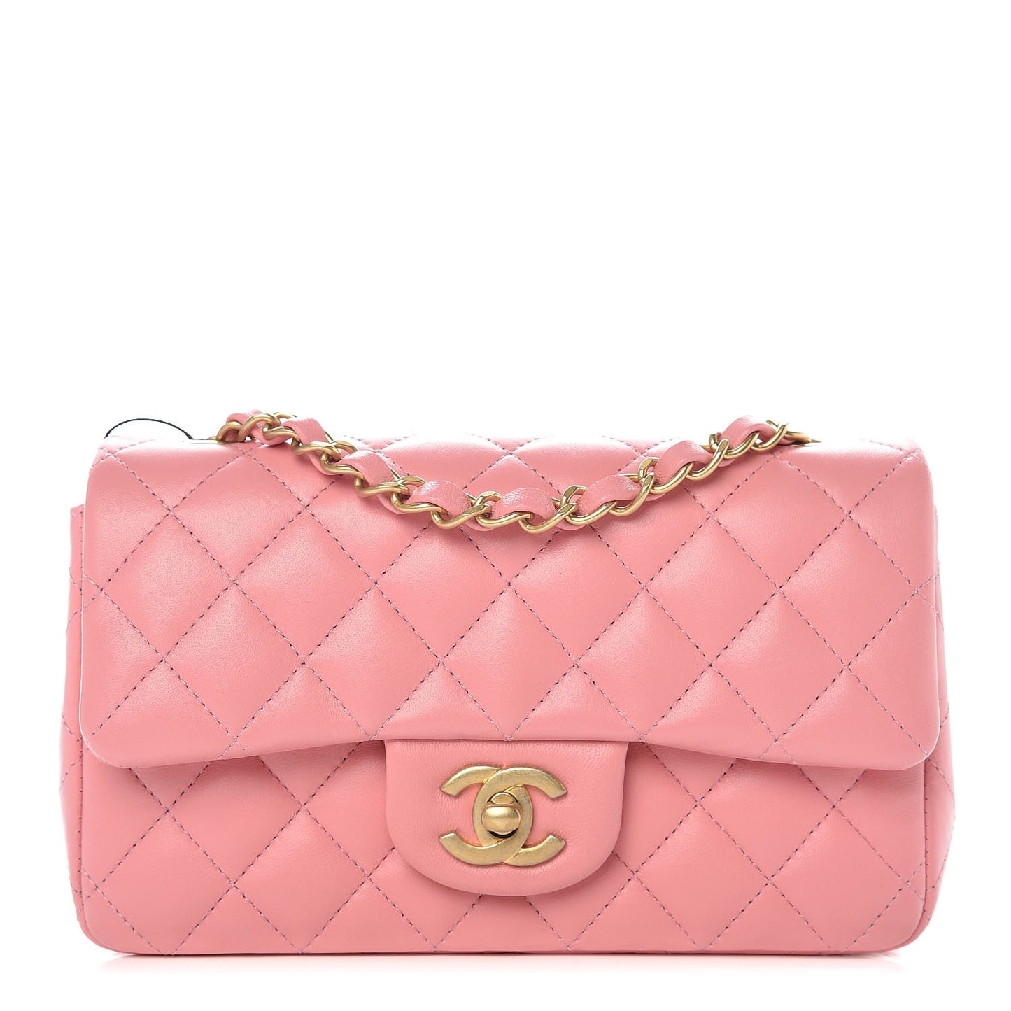 Lambskin Quilted Mini Rectangular Flap Pink