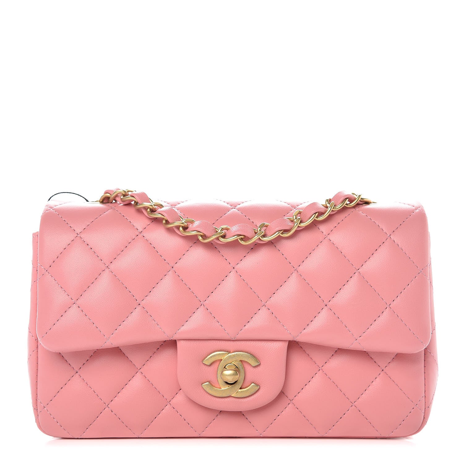 Chanel Lambskin Quilted Mini Rectangular Flap Pink 1 of 10