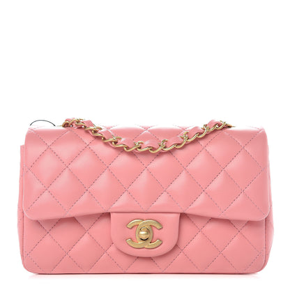 Chanel Lambskin Quilted Mini Rectangular Flap Pink 1 of 10