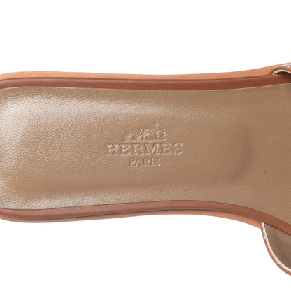 Hermes Box Calfskin Oran Sandals 36.5 Gold 7 of 9