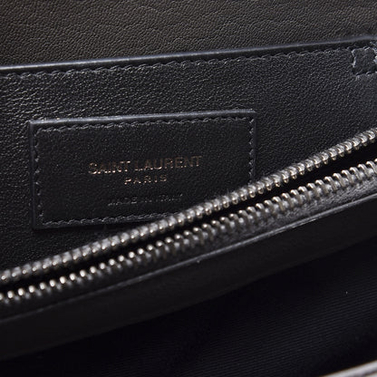 Saint Laurent Sheepskin Matelasse Chevron Monogram Medium College Bag Asphalt 5 of 12