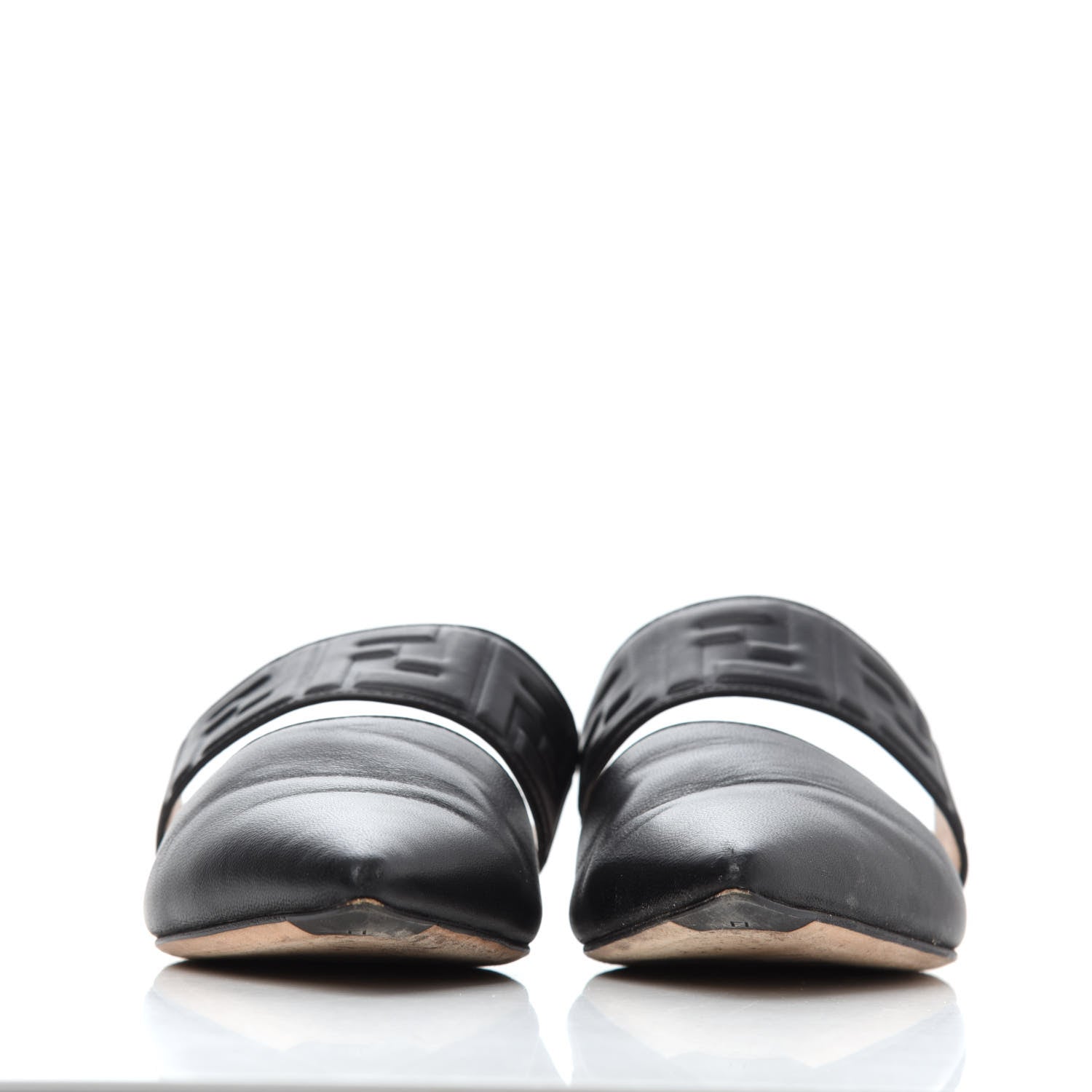Fendi Vitello FF Embossed Flat Mules 36.5 Black 4 of 24