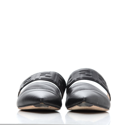 Fendi Vitello FF Embossed Flat Mules 36.5 Black 4 of 24