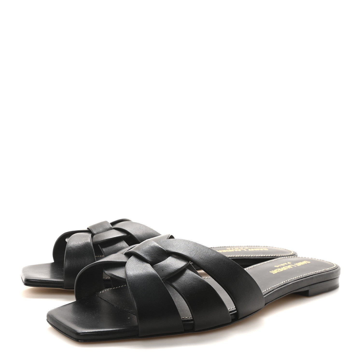 Saint Laurent Calfskin Tribute 05 Slide Sandals 38 Black 4 of 8
