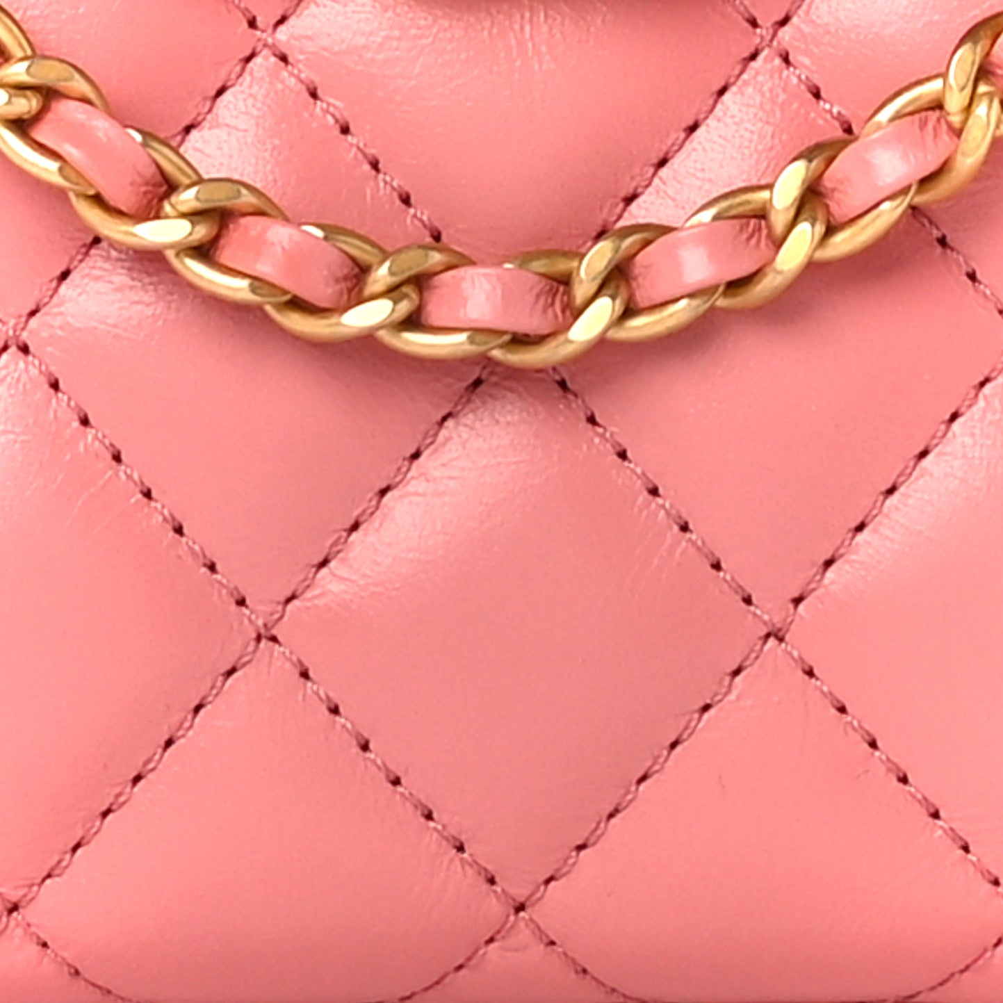 Chanel Shiny Aged Calfskin Quilted Nano Kelly Shopper Coral Pink 9 of 11