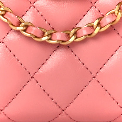 Chanel Shiny Aged Calfskin Quilted Nano Kelly Shopper Coral Pink 9 of 11