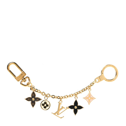 Louis Vuitton Brass Enamel Fleur De Monogram Bag Charm Chain Gold 1 of 3