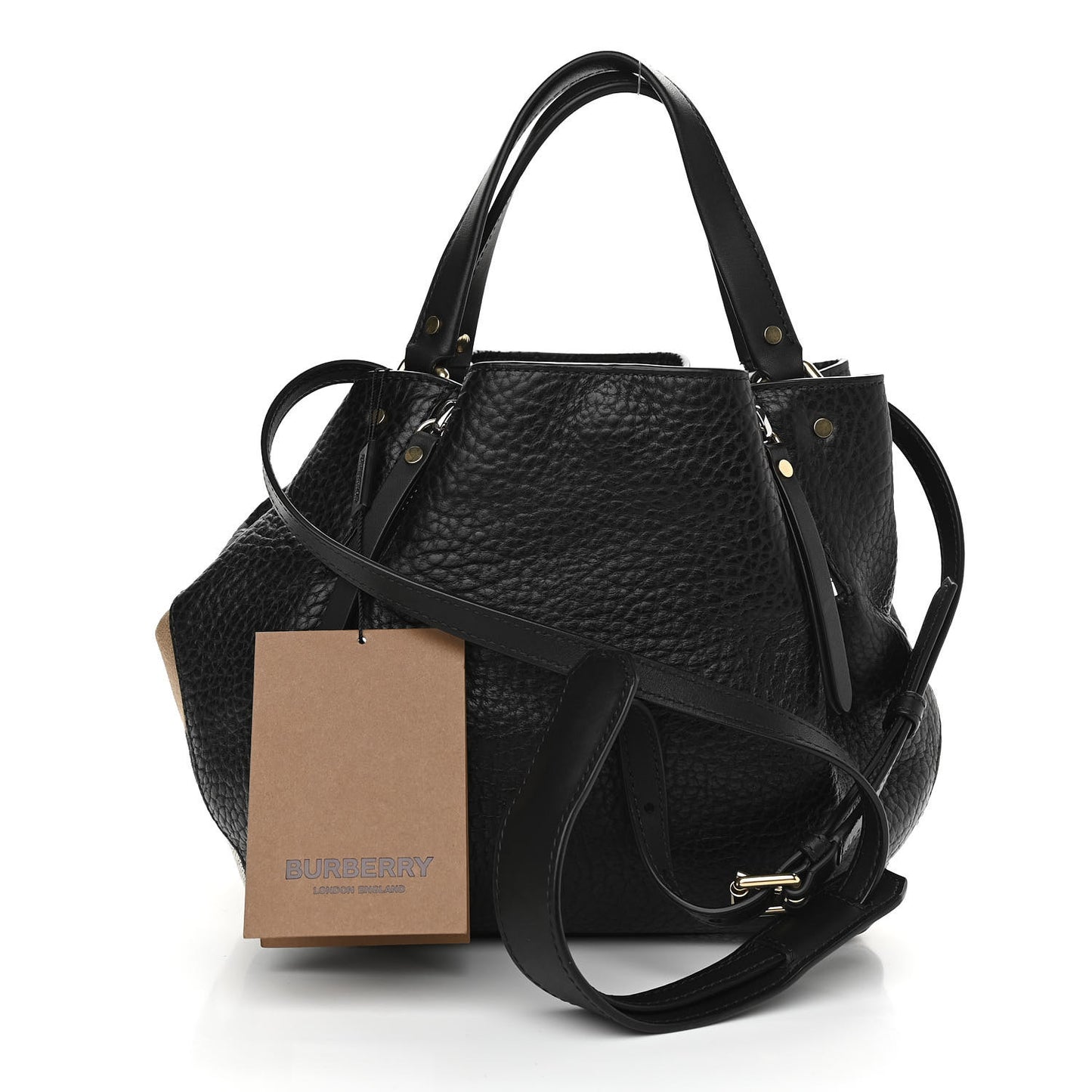 Grainy Calfskin House Check Small Maidstone Black