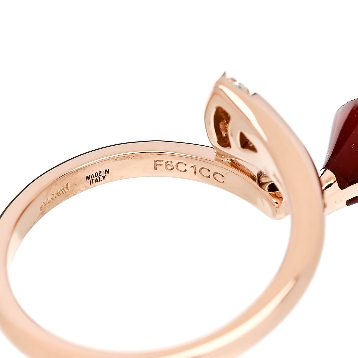 18K Rose Gold Diamond Carnelian Divas' Dream Charm Ring 51 5.75