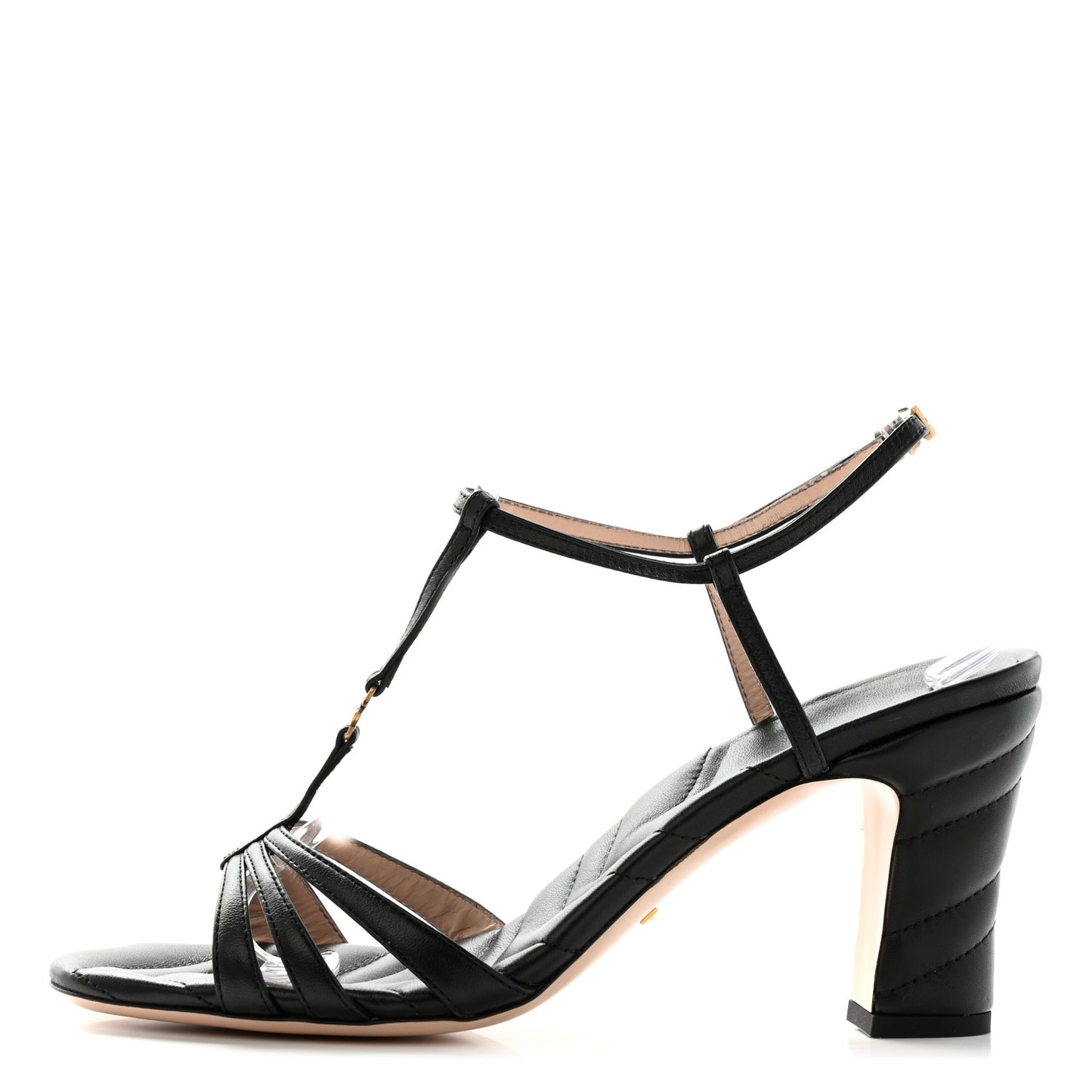 Nappa Matelasse T-Strap 40mm Sandals 40 Black