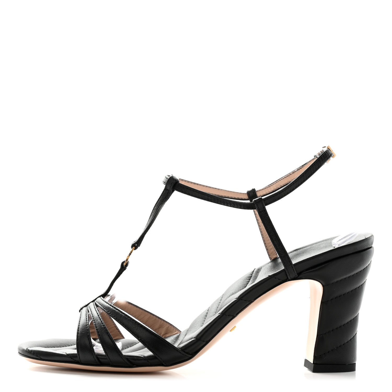 Gucci Nappa Matelasse T-Strap 40mm Sandals 40 Black 1 of 9