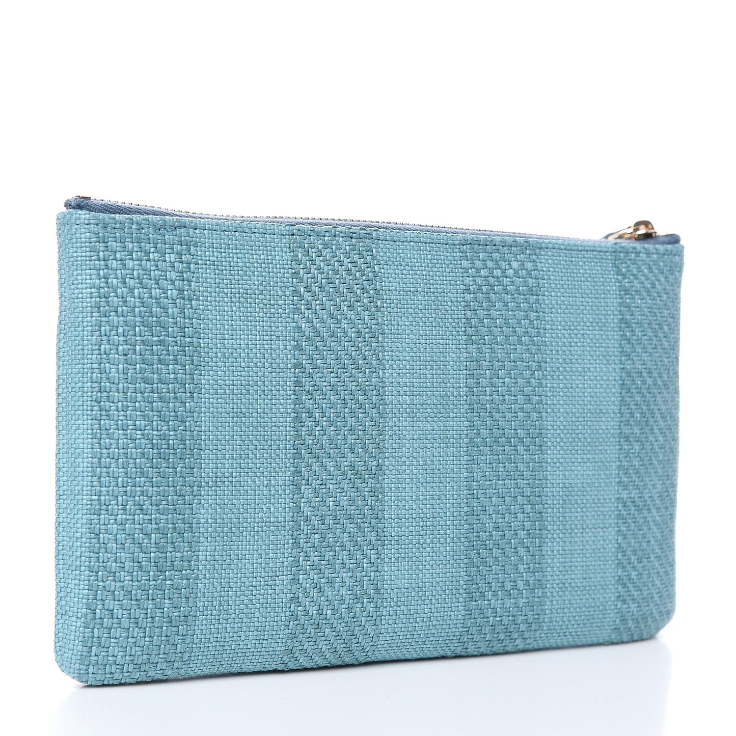 Woven Straw Raffia Deauville Cosmetic Pouch Blue