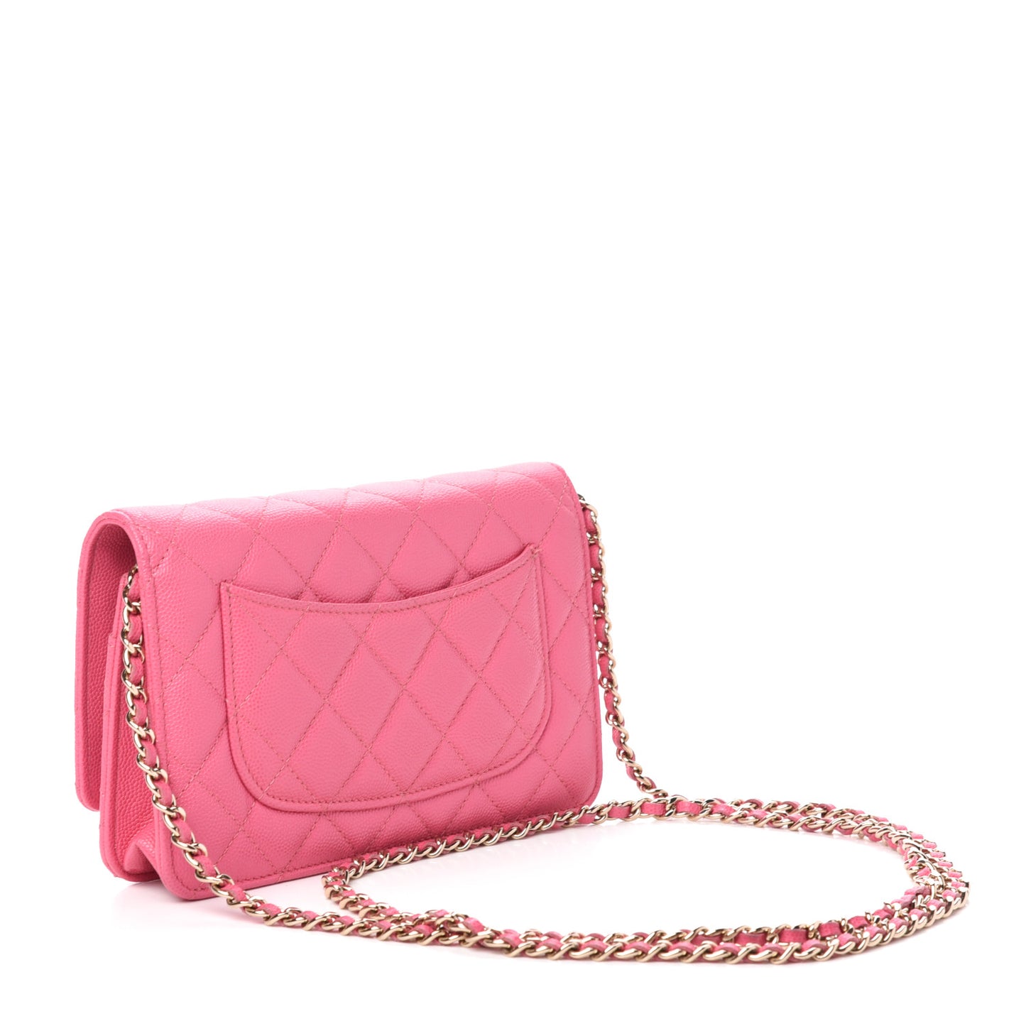 Caviar Quilted Wallet on Chain WOC Pink