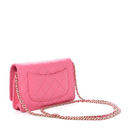 Chanel Caviar Quilted Wallet on Chain WOC Pink 3 of 12