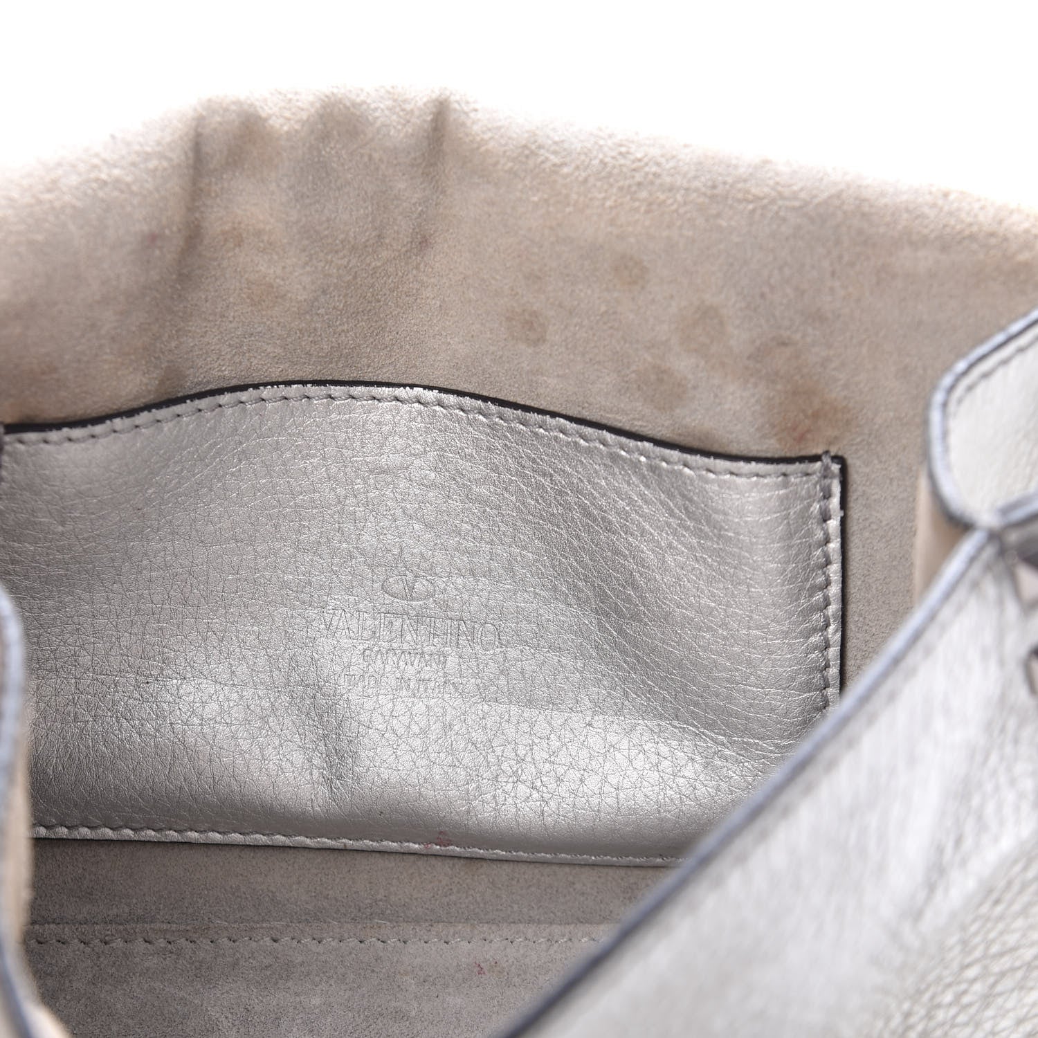 Valentino Garavani Metallic Pebbled Calfskin Medium Rockstud Flip Lock Crossbody Bag Silver 11 of 12