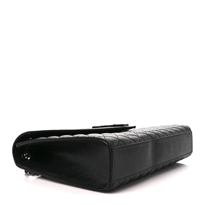 Saint Laurent Grain De Poudre Textured Mixed Matelasse Large Triquilt Monogram Monochrome Satchel Black 4 of 12
