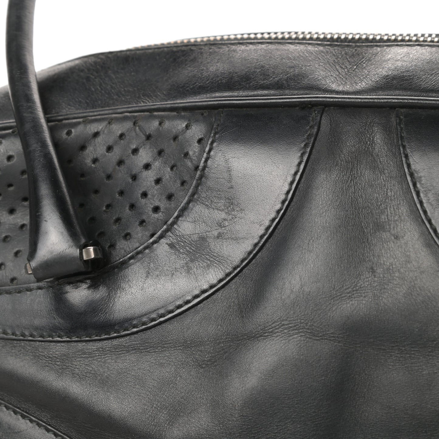 Vitello Drive Perforated Bowling Bag Black