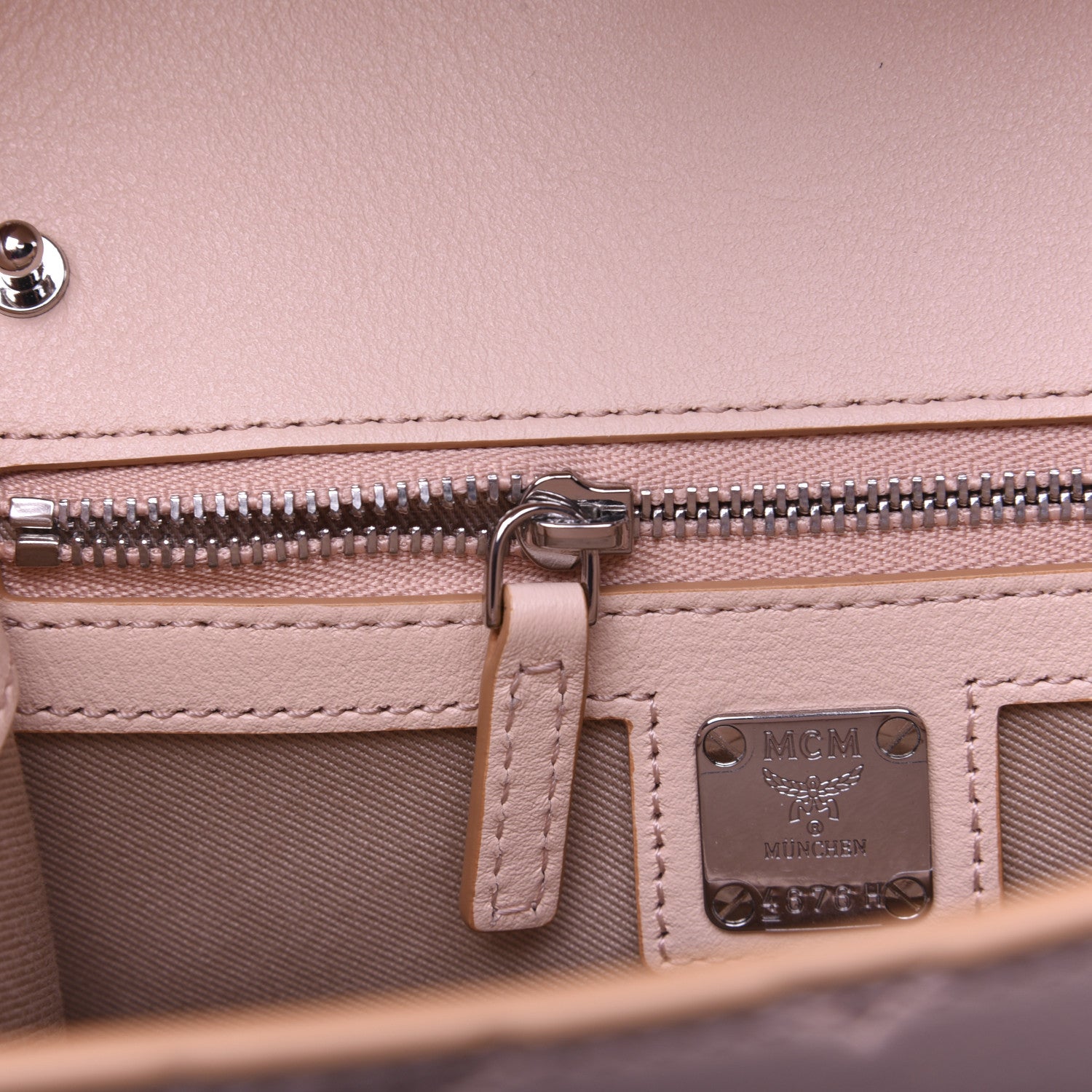 MCM Calfskin Ottomar Monogram Essential Small Backpack Pink Blush 30 of 30