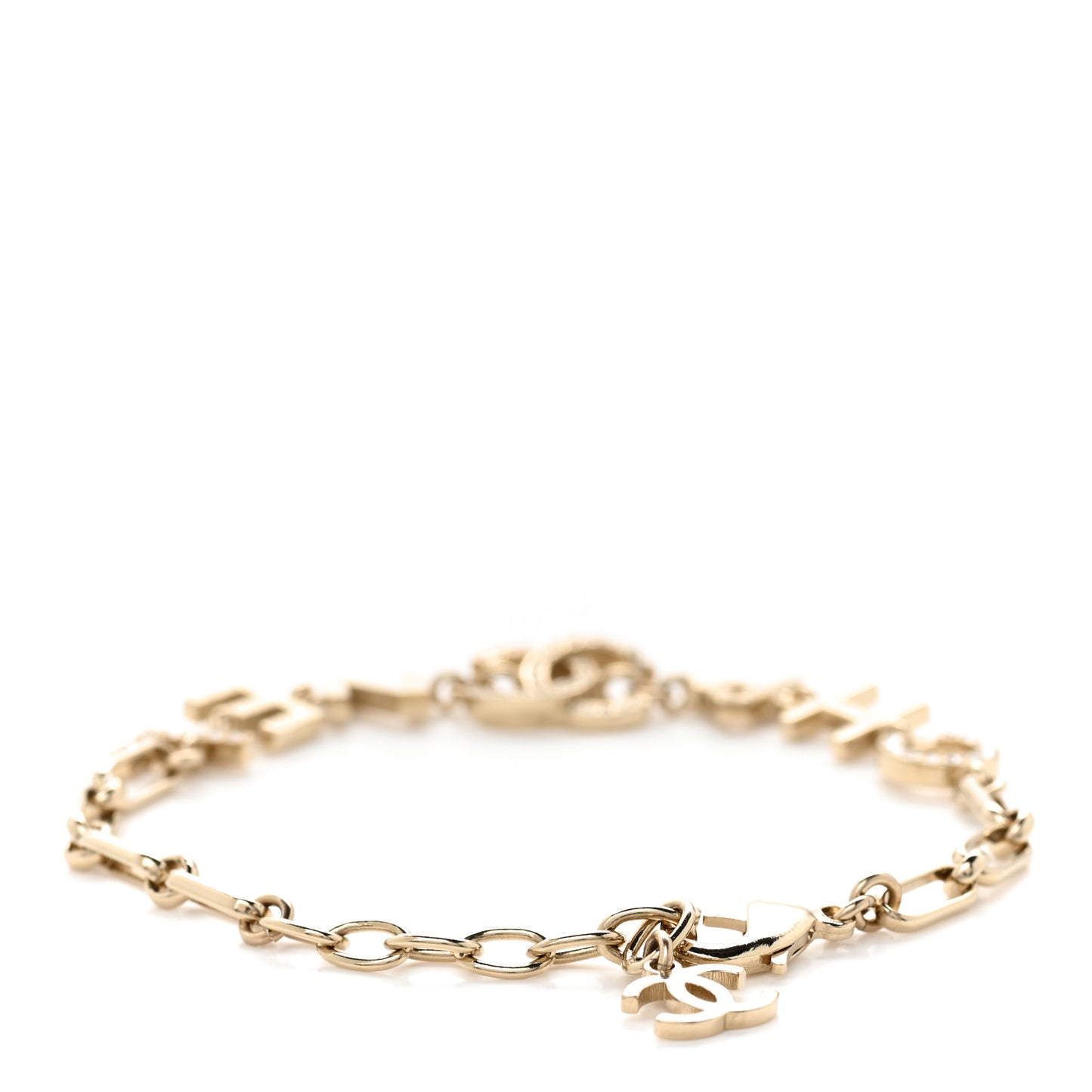 Metal Logo CC Chain Bracelet Gold