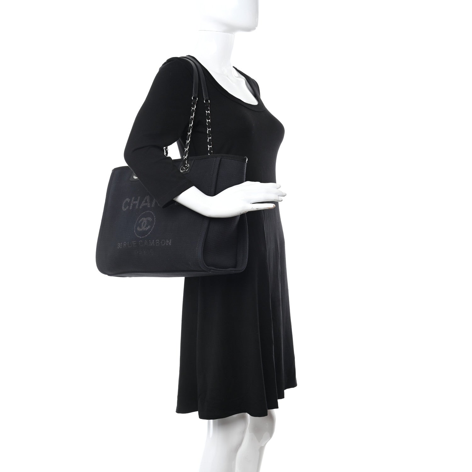 Chanel Mixed Fibers Small Deauville Tote Black 2 of 12