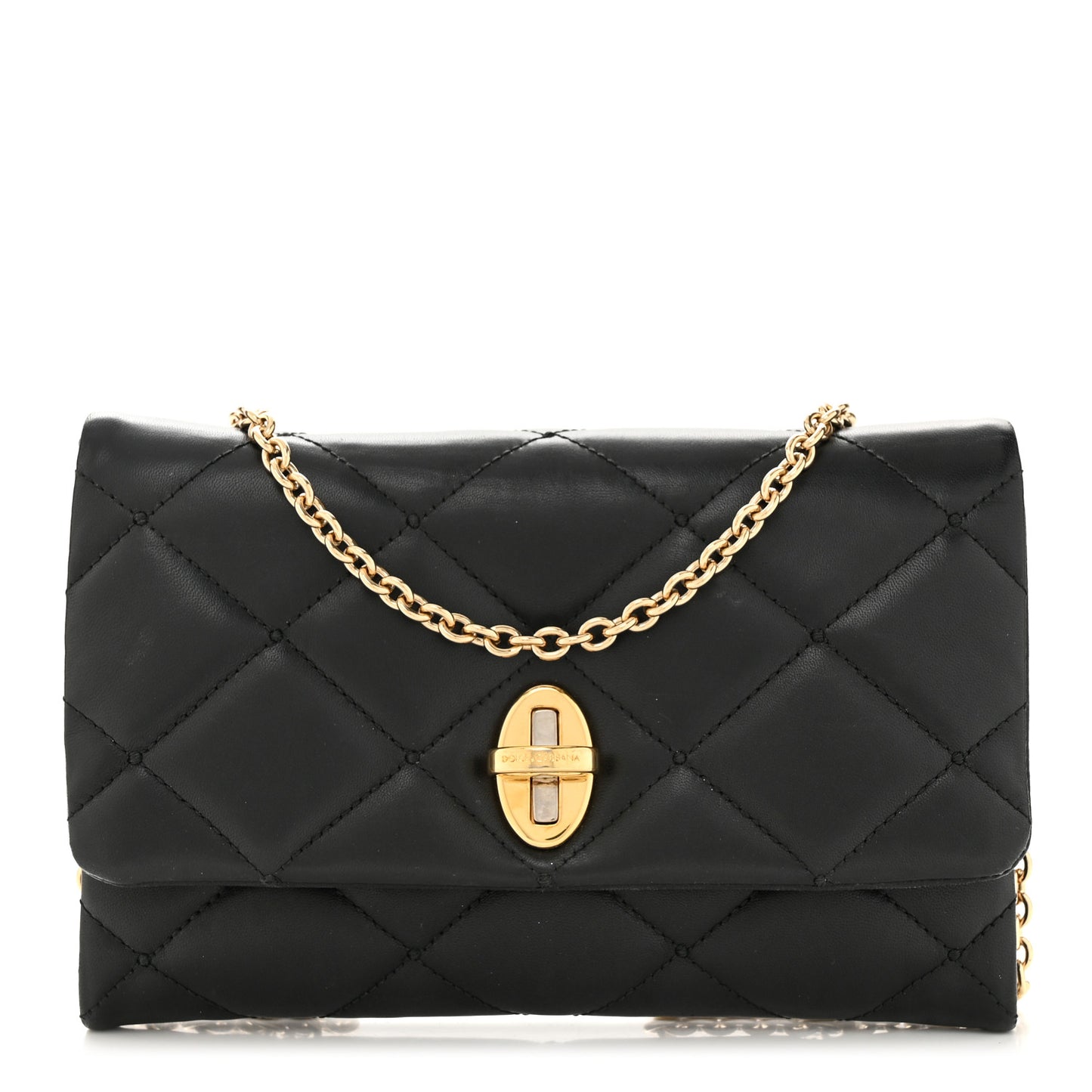 Lambskin Quilted Chain Shoulder Bag Black