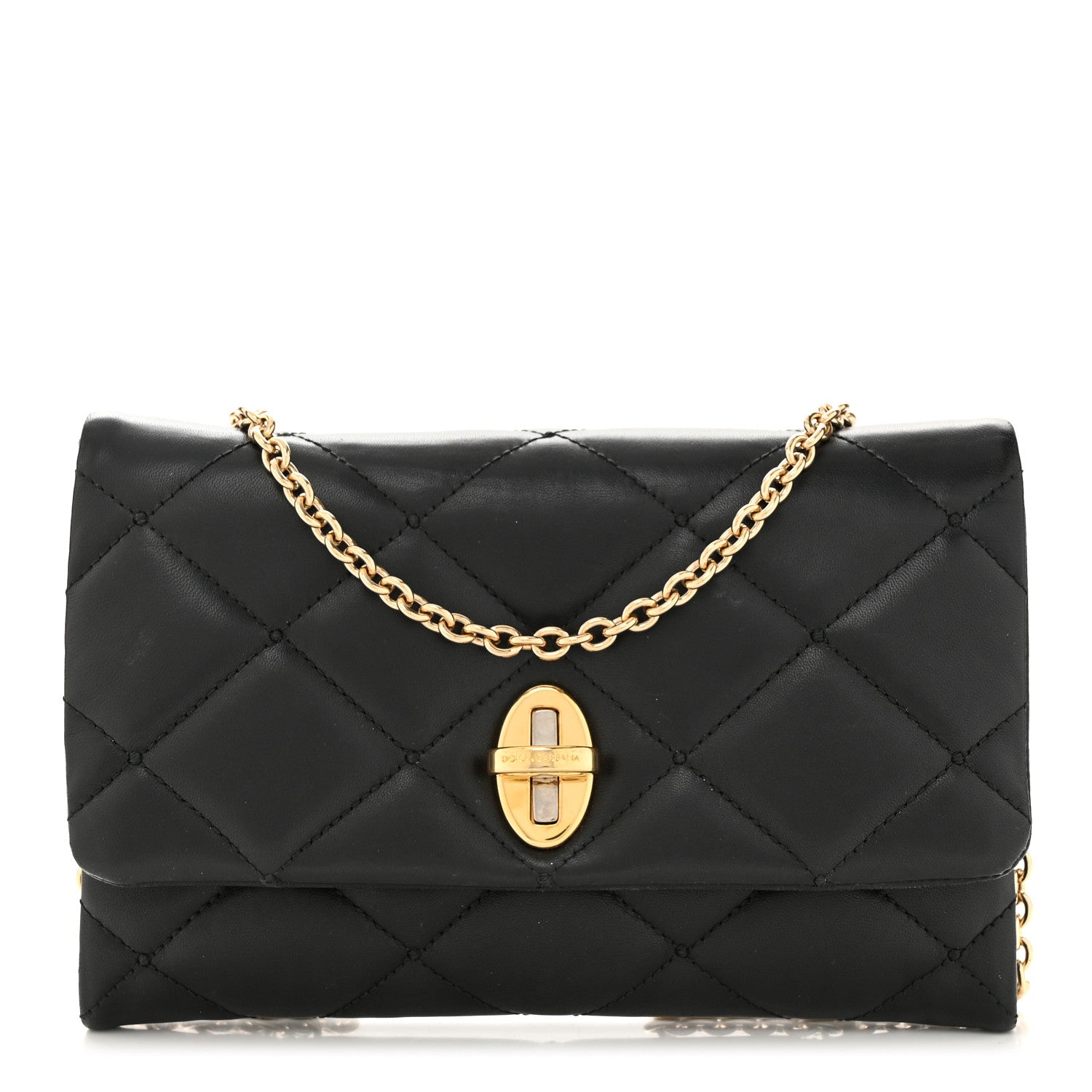 Dolce & Gabbana Lambskin Quilted Chain Shoulder Bag Black 1 of 9