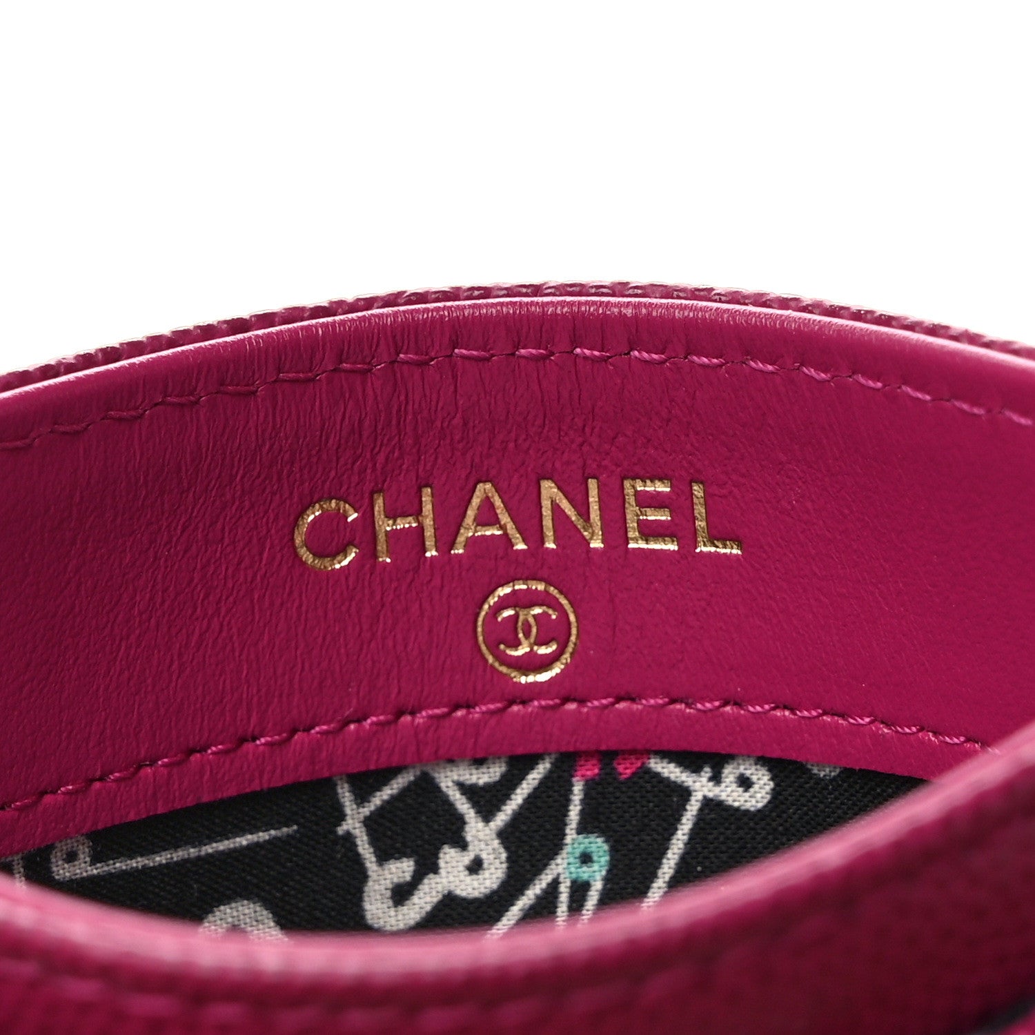 Chanel Caviar Quilted Chain Embossed CC Card Holder Fuchsia 6 of 8