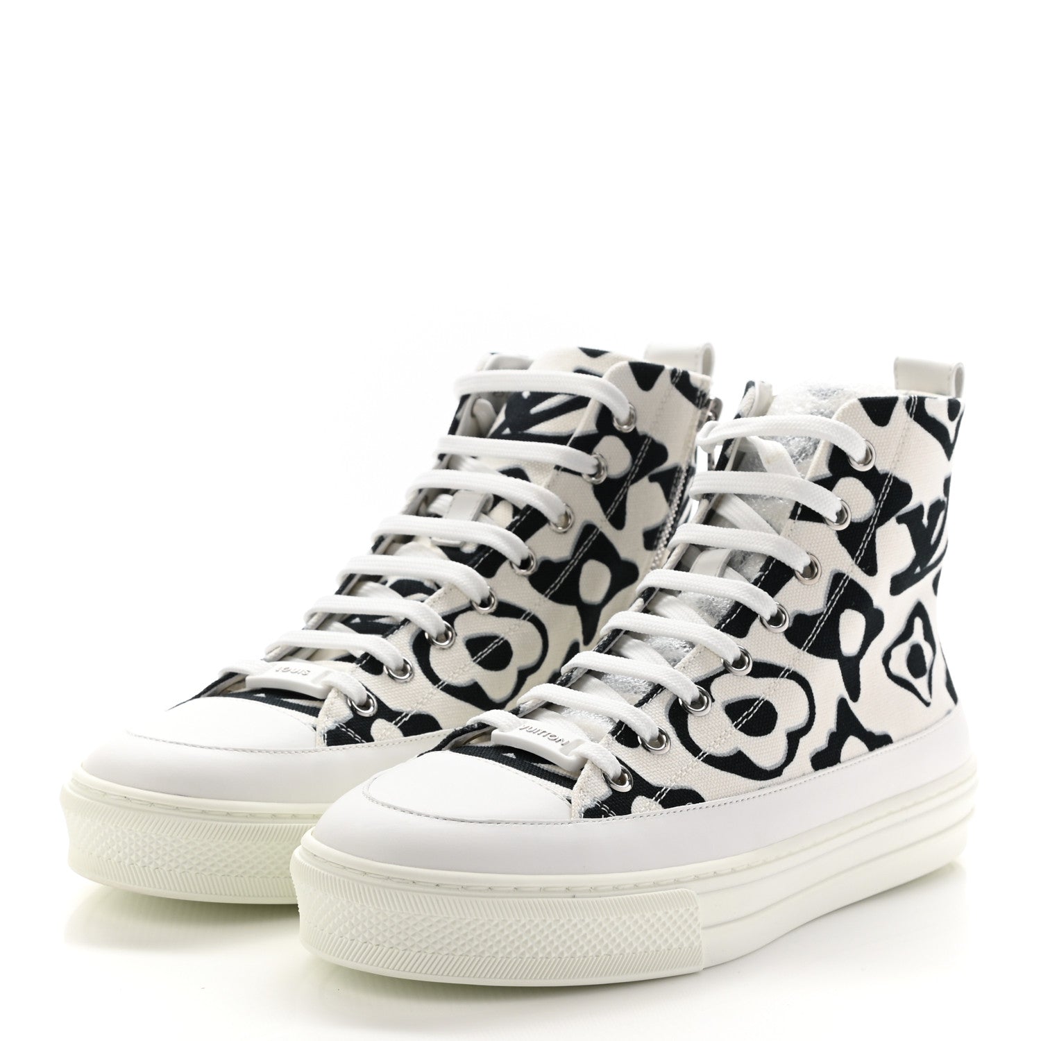 Louis Vuitton X UF Calfskin Tufted Monogram Stellar Sneaker Boots 37 White Black 3 of 9