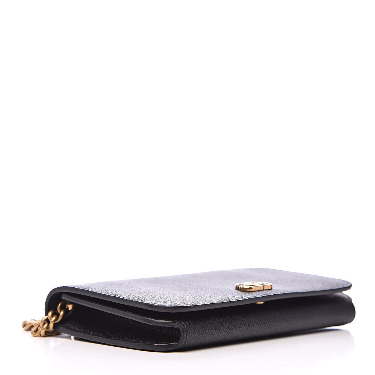 Grained Calfskin BB Phone Holder Wallet On Chain Black