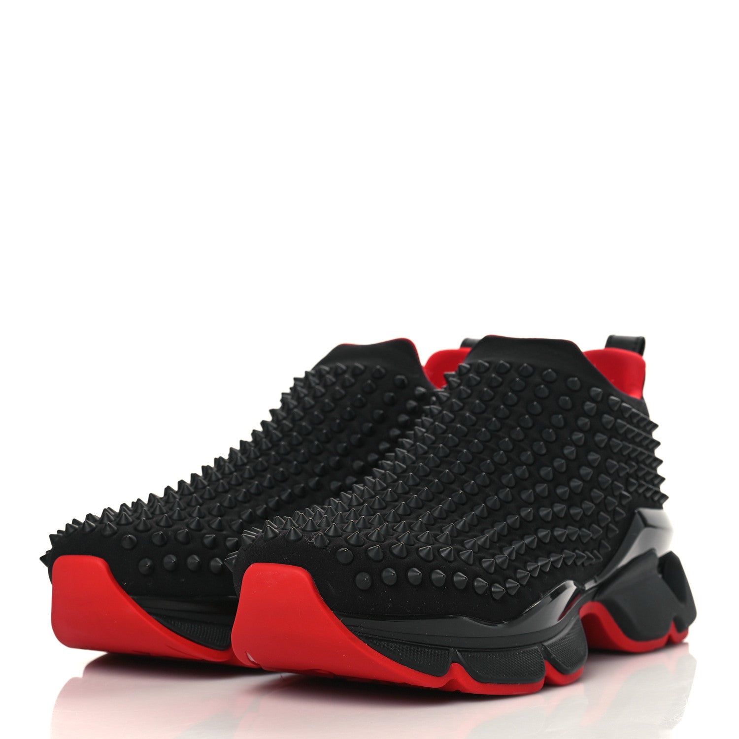 Christian Louboutin Neoprene Mens Spike Sock Flat Sneakers 42 Black 3 of 8