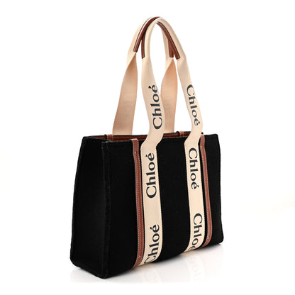 Chloe Felt Calfskin Medium Woody Ribbon Tote Black 3 of 11