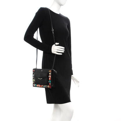 Fendi Vitello Dolce Studded Mini 2Jours Pouch Black Multicolor 2 of 7