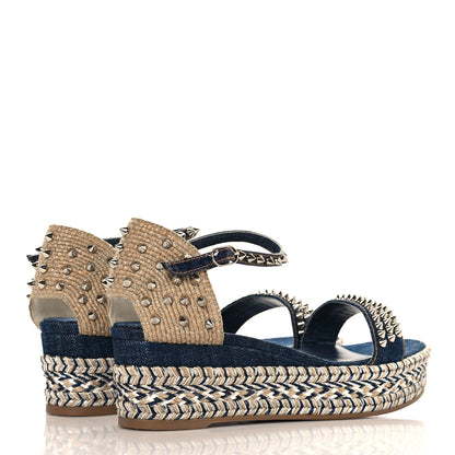Christian Louboutin Miss Denim Madmonica 60 Platform Sandals 41 Lin Denim 5 of 9