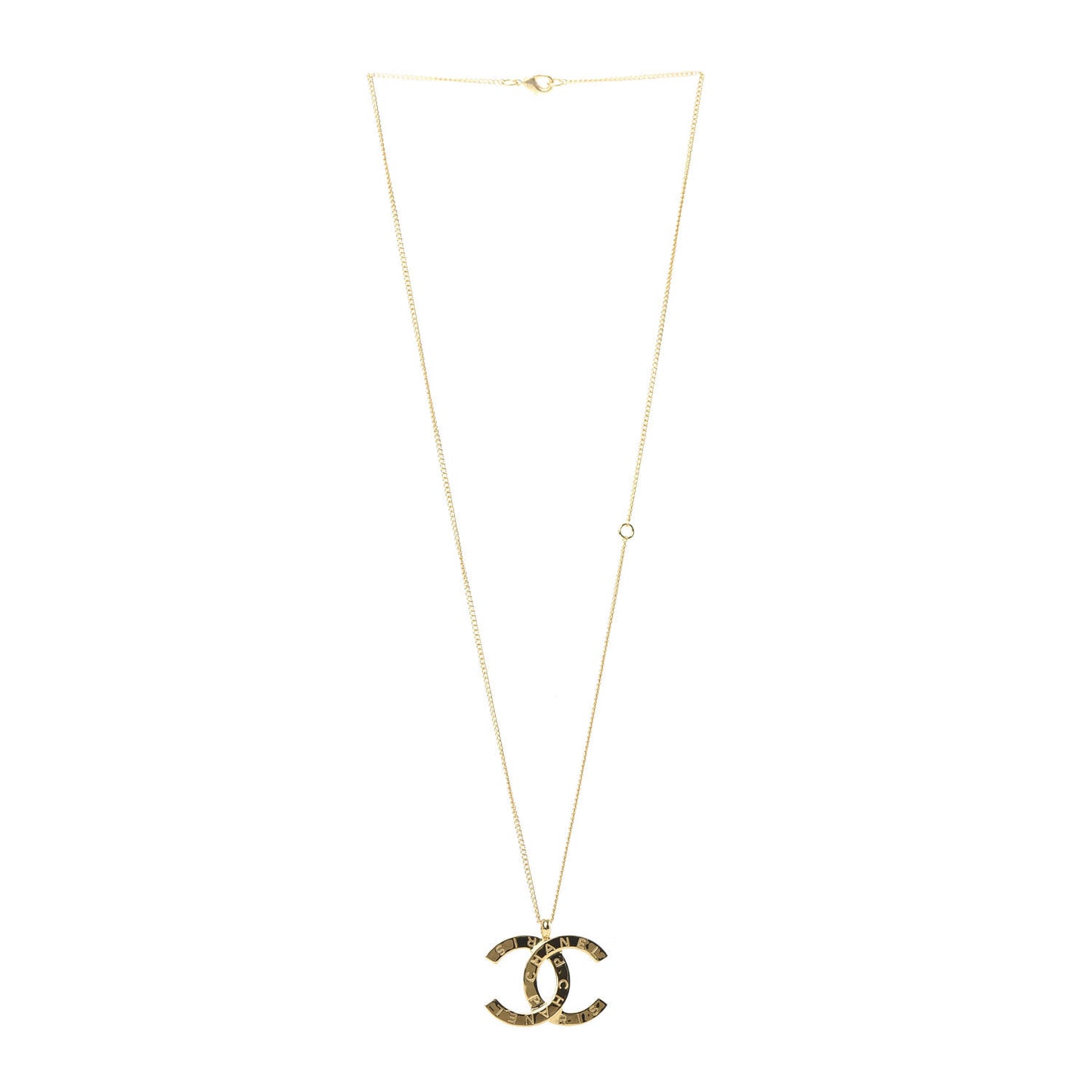 Metal CC Paris Button Necklace Gold