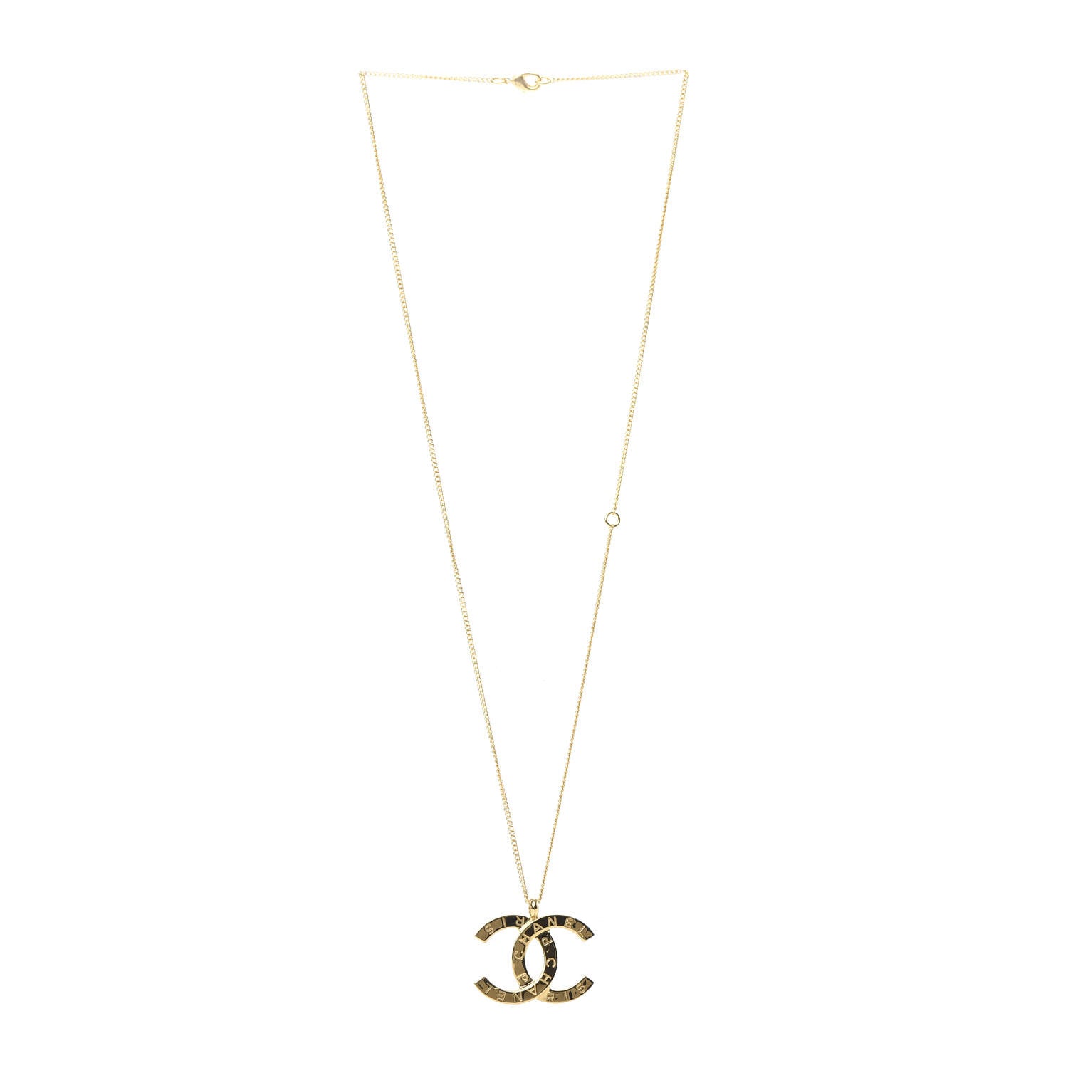 Chanel Metal CC Paris Button Necklace Gold 3 of 5