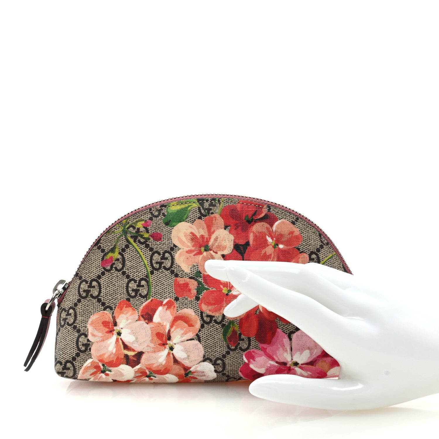 Gucci GG Supreme Monogram Blooms Small Pouch Cosmetic Case Beige Multicolor Dry Rose 2 of 7