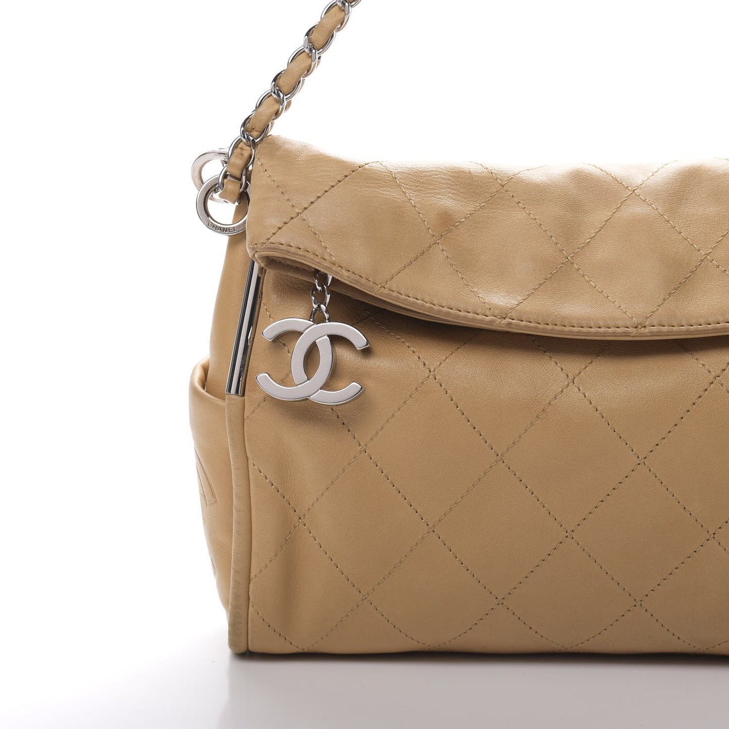 Lambskin Stitched Medium Ultimate Soft Tote Beige